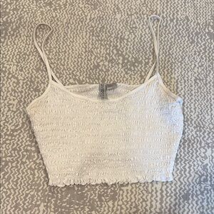 White Smocked Crop Top
